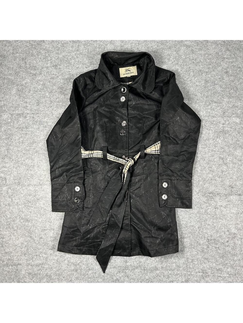 Burberry London Vintage Black Mid Length Y2K Trench Coat Size Large